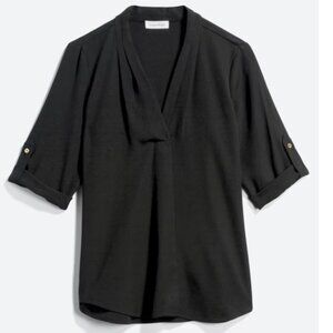 Calvin Klein V-Neck Roll Sleeve Blouse